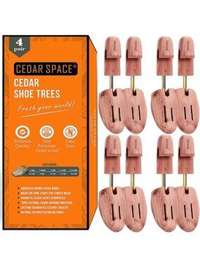 Wooden Shoe Stretcher Trees for Men, 6.5-14 Sizes, Cedar Wood, 2/4PC Set for